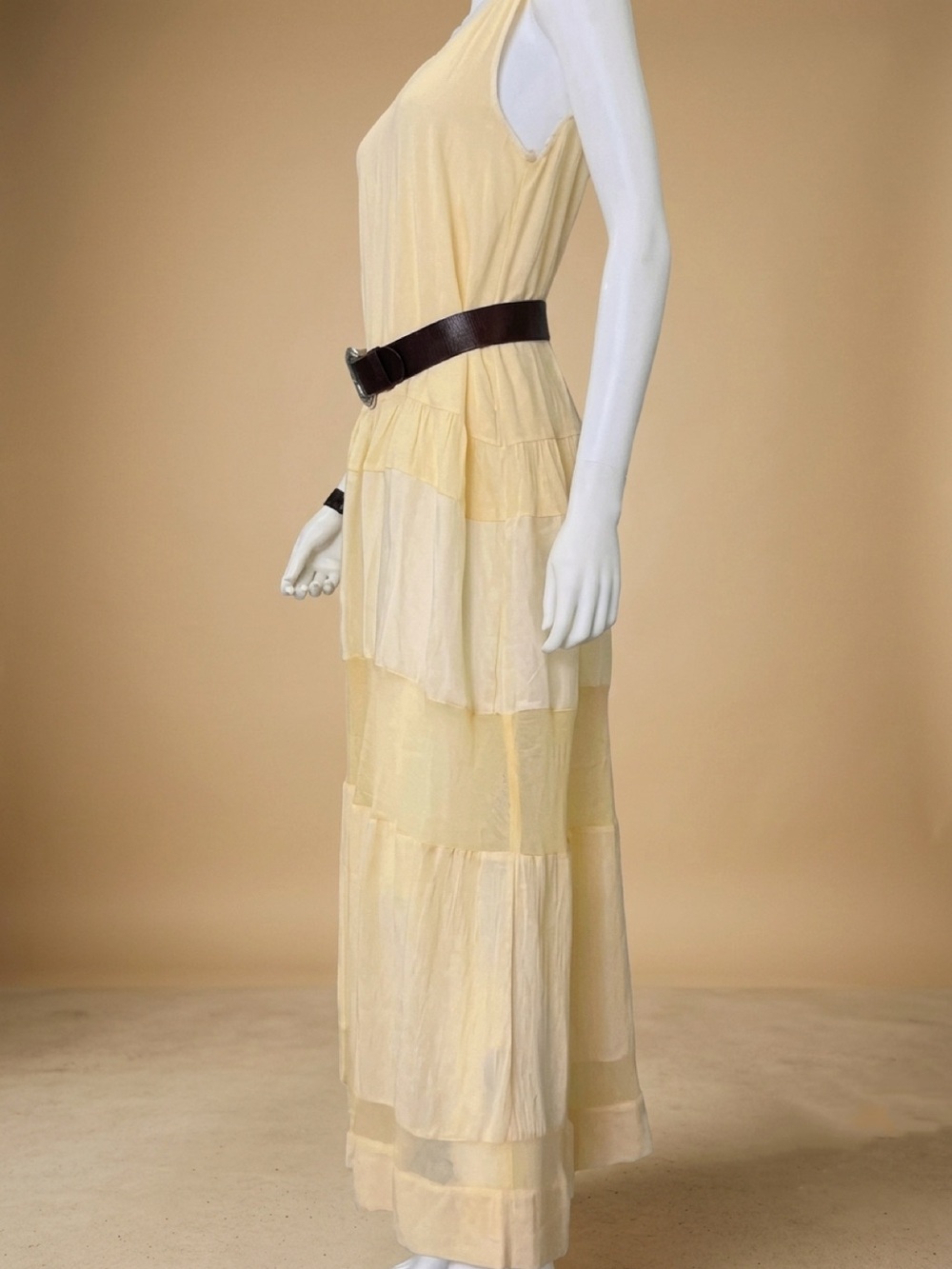 Free People Size Small Meet Me At The Sunset MIdii Soft Yellow Sleeveless - Picture 8 of 13